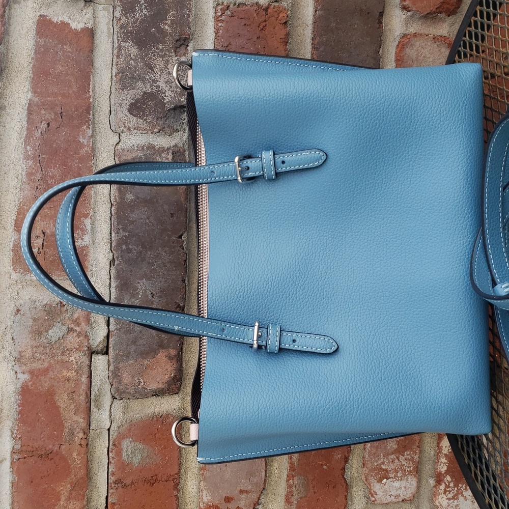 Coach Mollie Tote 25 Leather Satchel Convertible Bag Pacific Blue Designer - Picture 8 of 17